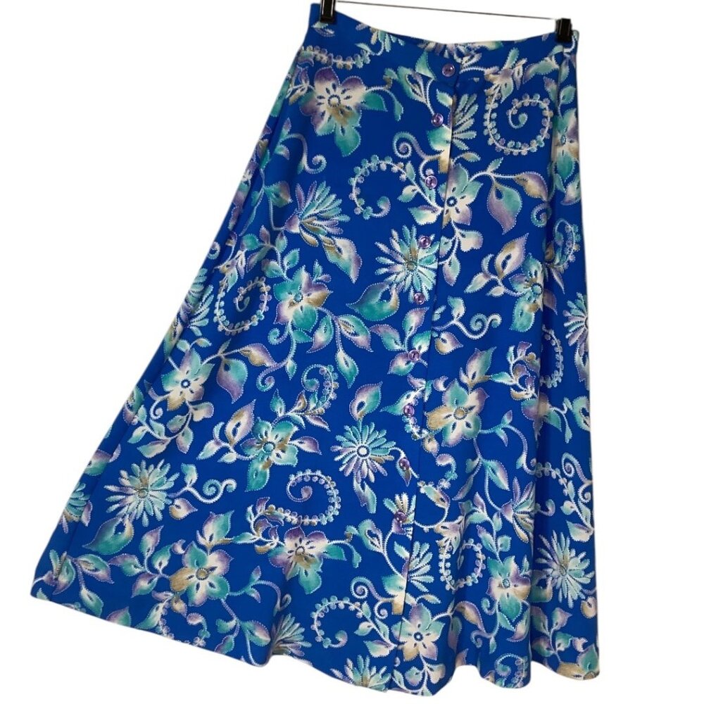 Vintage Worthington Lightweight Flowy‎ Floral Midi Skirt - Women's Size 8